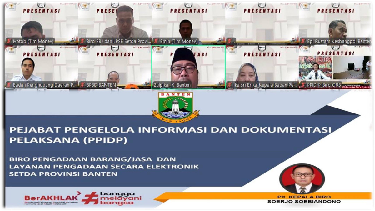 Presentasi Biro Pengadaan Barang/Jasa dan LPSE Setda Povinsi Banten Pada Monev Badan Publik Tahun 2024